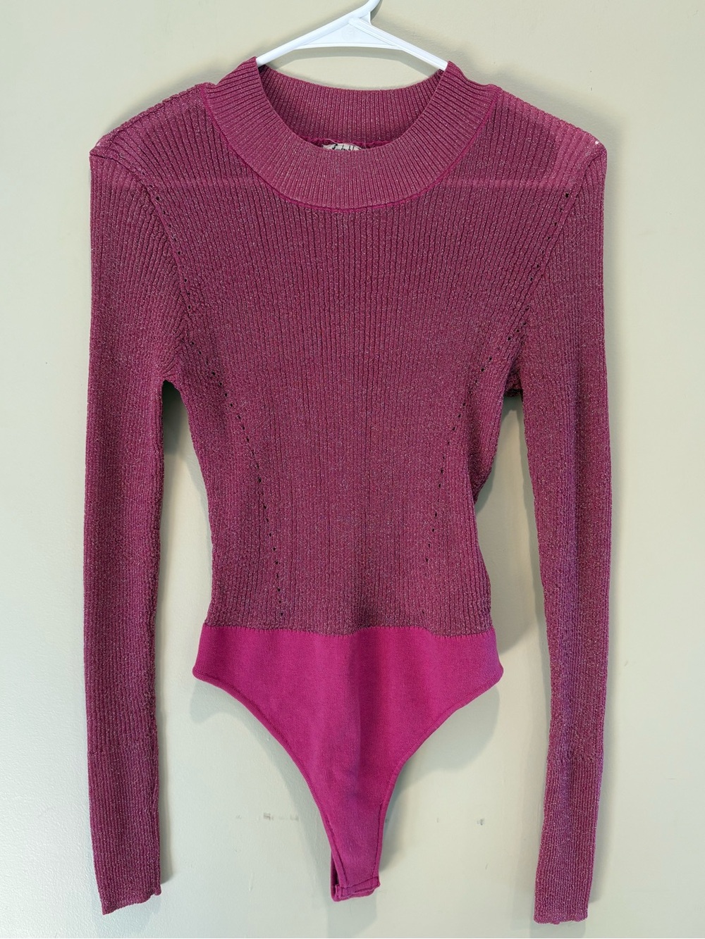 Free People Intimately Sparkly Ribbed Long-Sleeve Bodysuit